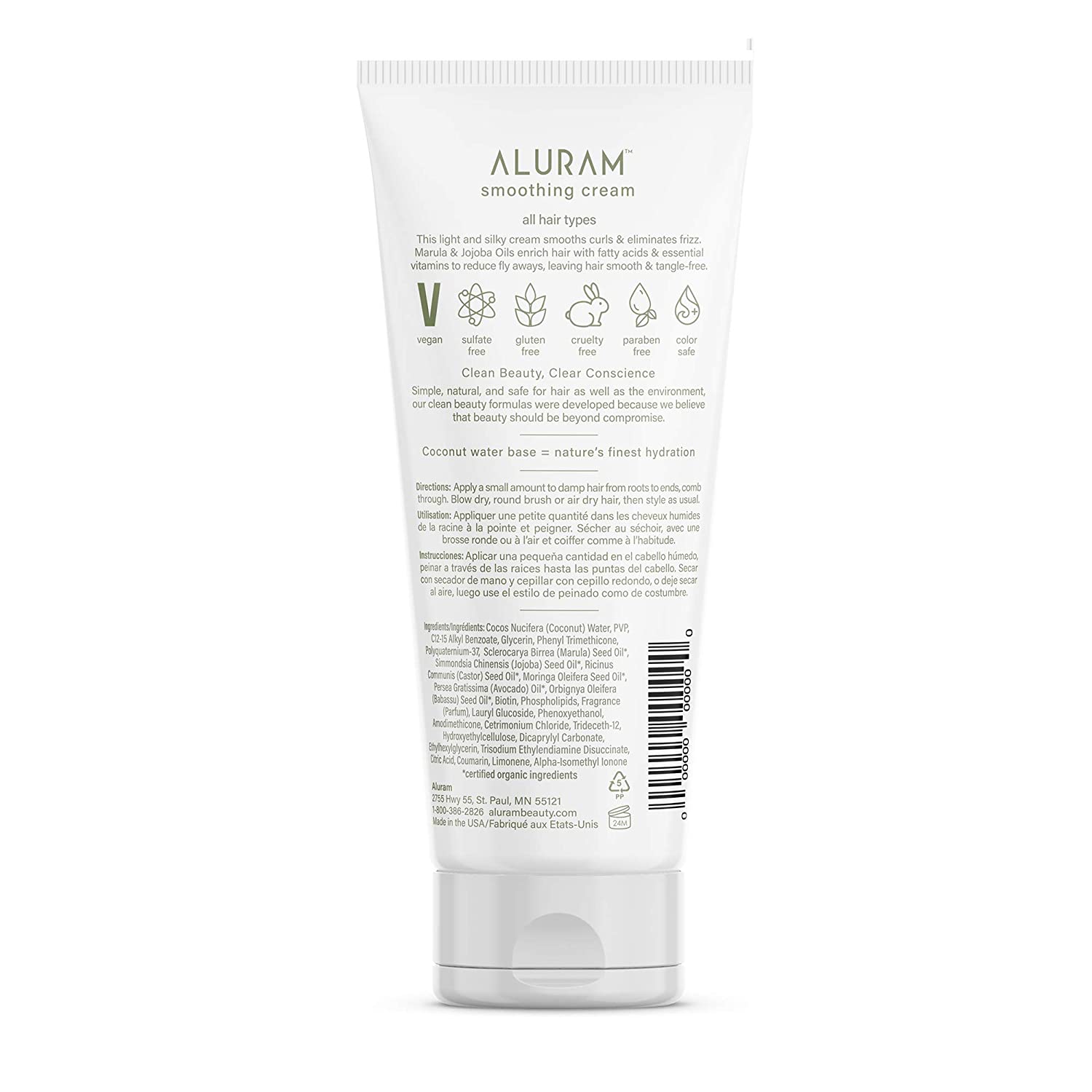 Aluram Clean Beauty Collection Smoothing Cream All Hair Types 6 Ounce 177 Gram | SellerSpree