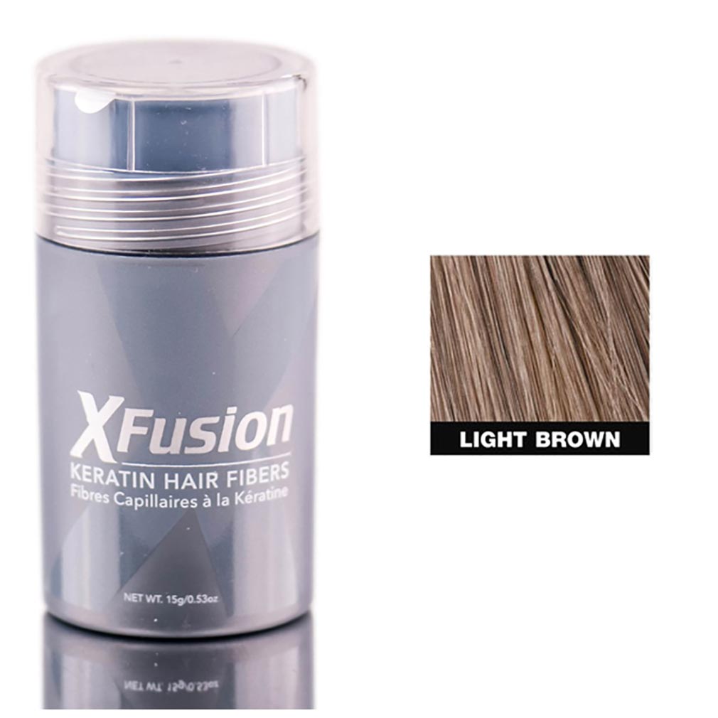 Xfusion Keratin Hair Fibers Light Brown 0.53 Ounce 15 Milliliters | SellerSpree