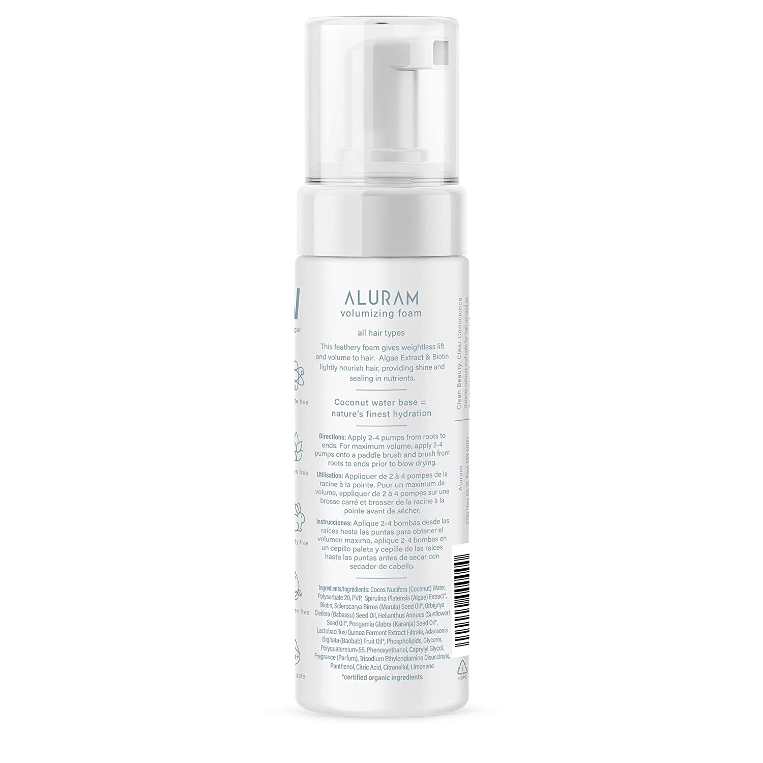 Aluram Clean Beauty Collection Volumizing Foam Mousse For Fine To Medium Hair 7 Ounce 207 Gram | SellerSpree
