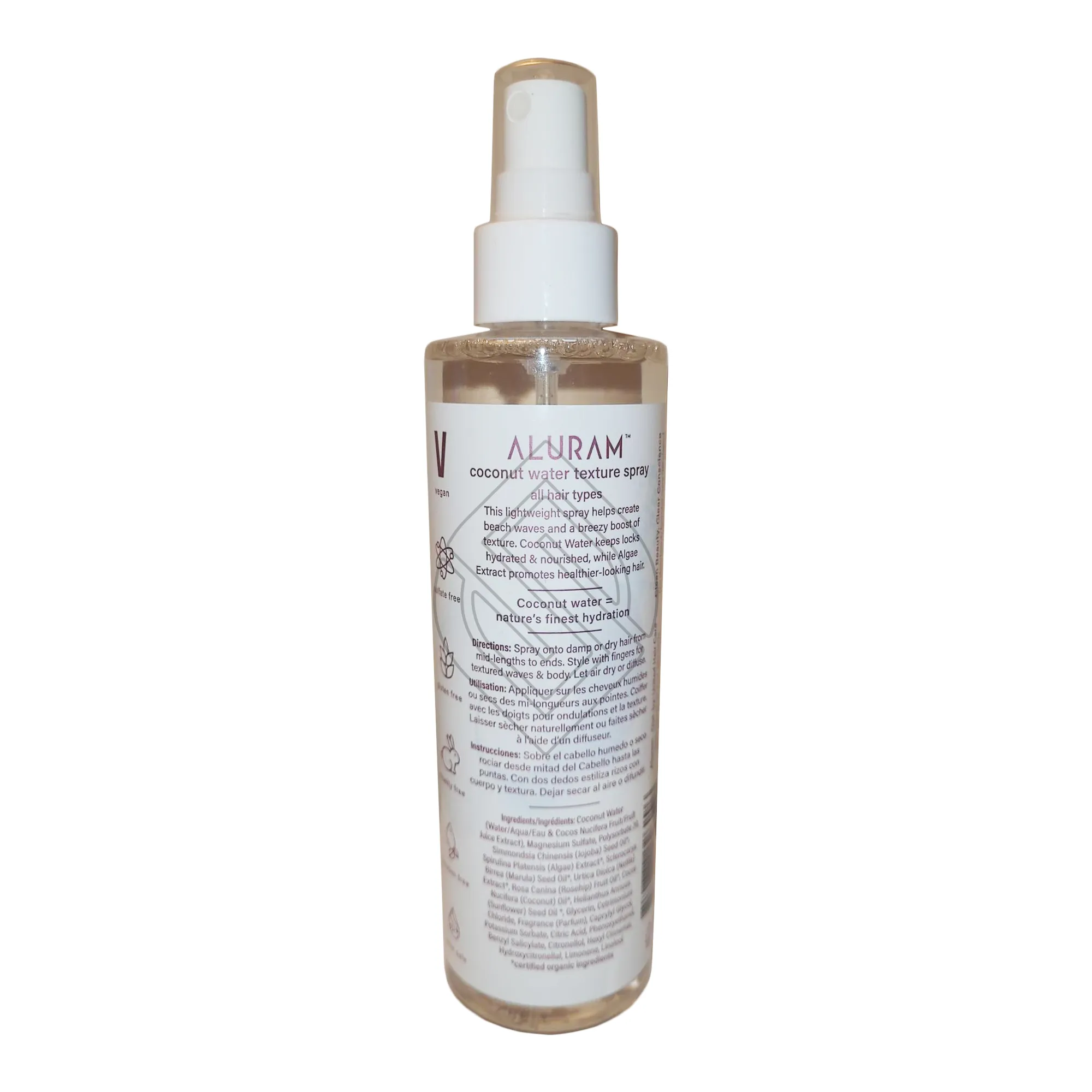 Aluram Clean Beauty Collection Coconut Water Texture Spray 8 Ounce 237 Milliliters | SellerSpree