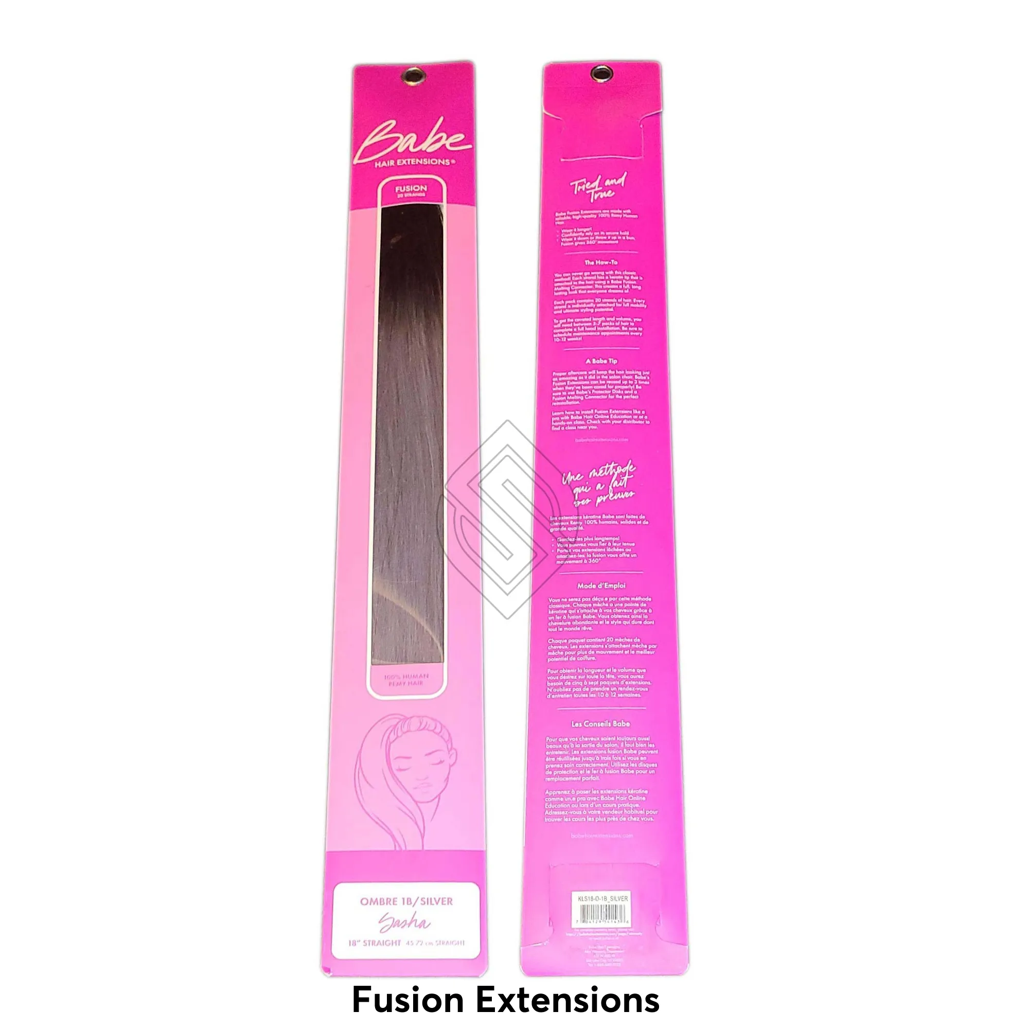 Babe Fusion Extensions 18 Inch Sasha #Ombre 1B Silver 20 Pieces 100% Human Remy Hair | SellerSpree