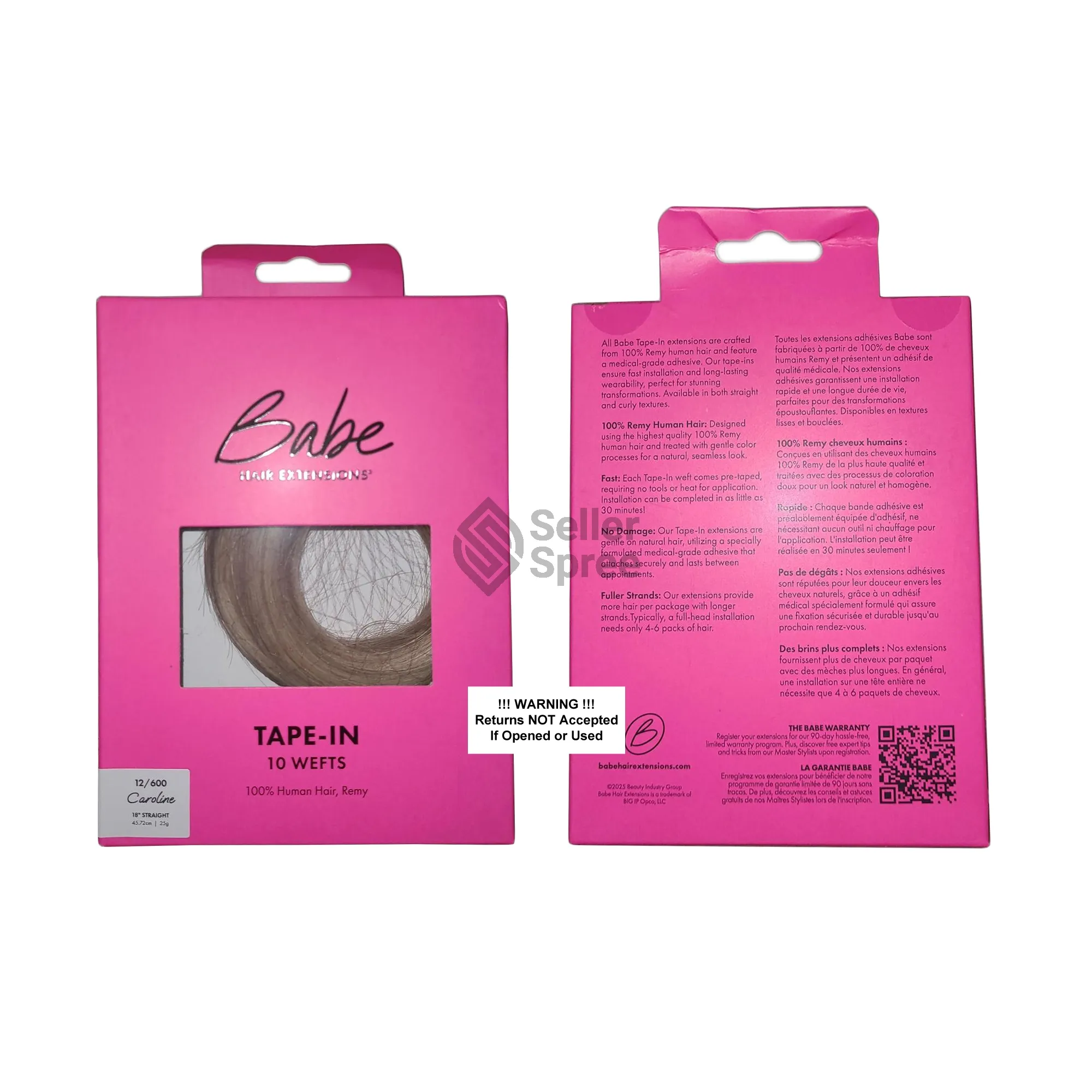 Babe Tape-In 18 Inch Caroline #12/600 Hair Extensions 10 Wefts Straight Color | SellerSpree