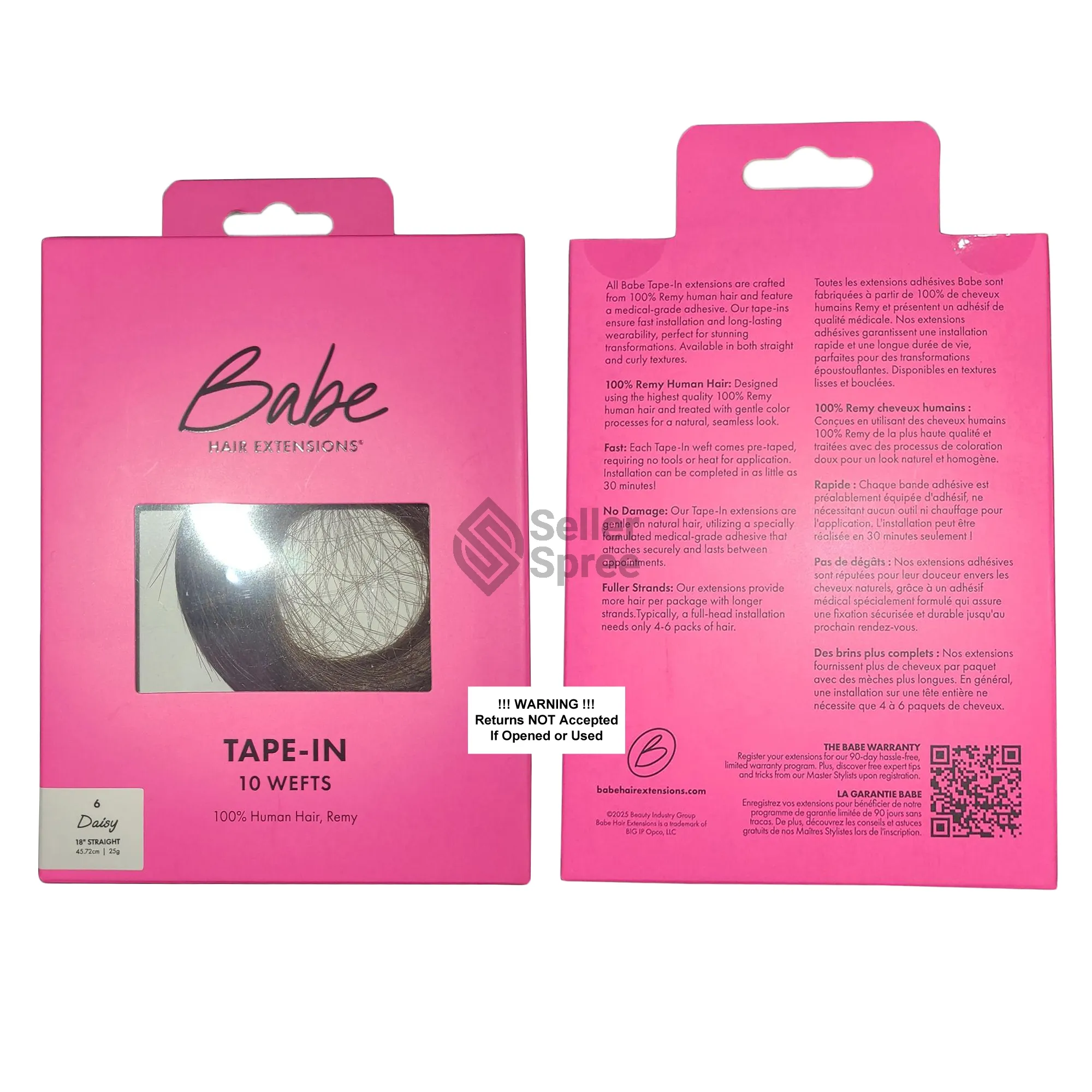 Babe Tape-In 18 Inch Daisy #6 Hair Extensions 10 Wefts Straight Color | SellerSpree