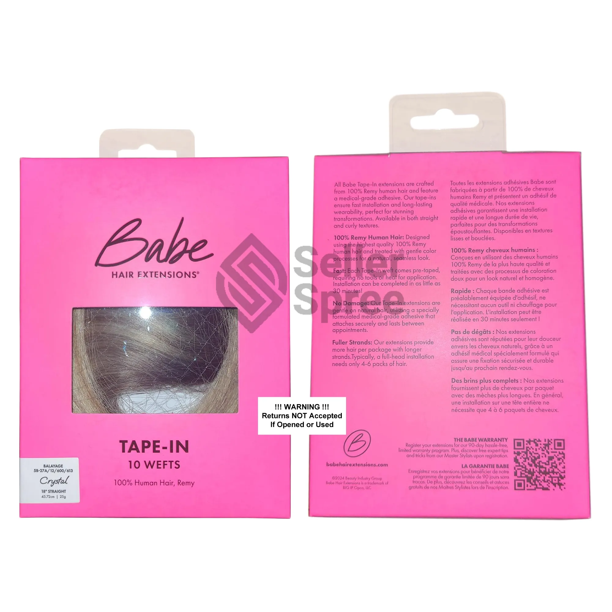 Babe Tape-In 18 Inch Straight Crystal Balayage #5B-27A/12/600/613 Hair Extensions 10 Wefts | SellerSpree