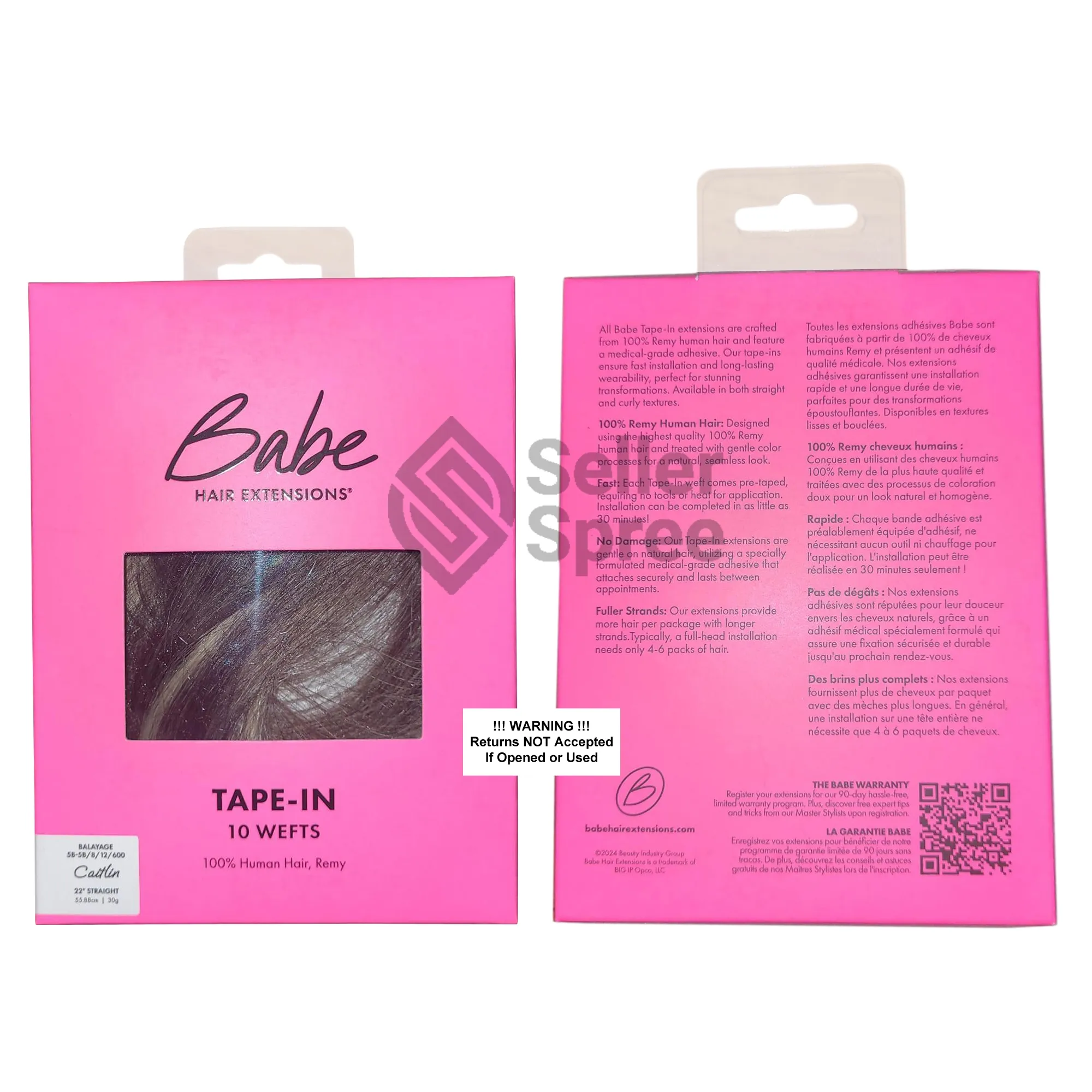 Babe Tape-in 22in Straight Caitlin Balayage #5b-5b/8/12/600 Hair Extensions 10 Wefts | SellerSpree
