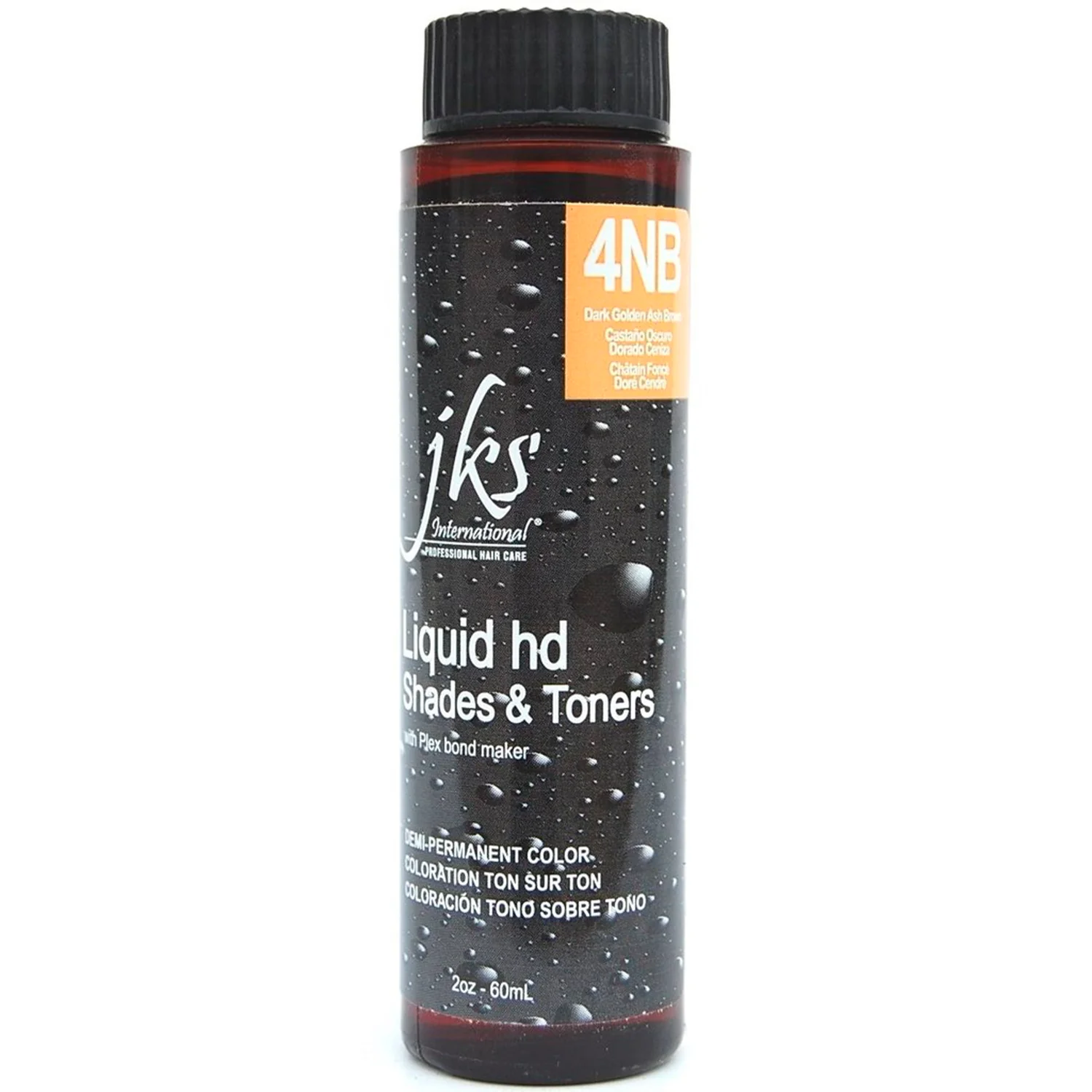 Jks International Liquid HD Shades & Toners 4NB Dark Golden Ash Brown Demi-Permanent Color 2 Ounce 60 Milliliters | SellerSpree