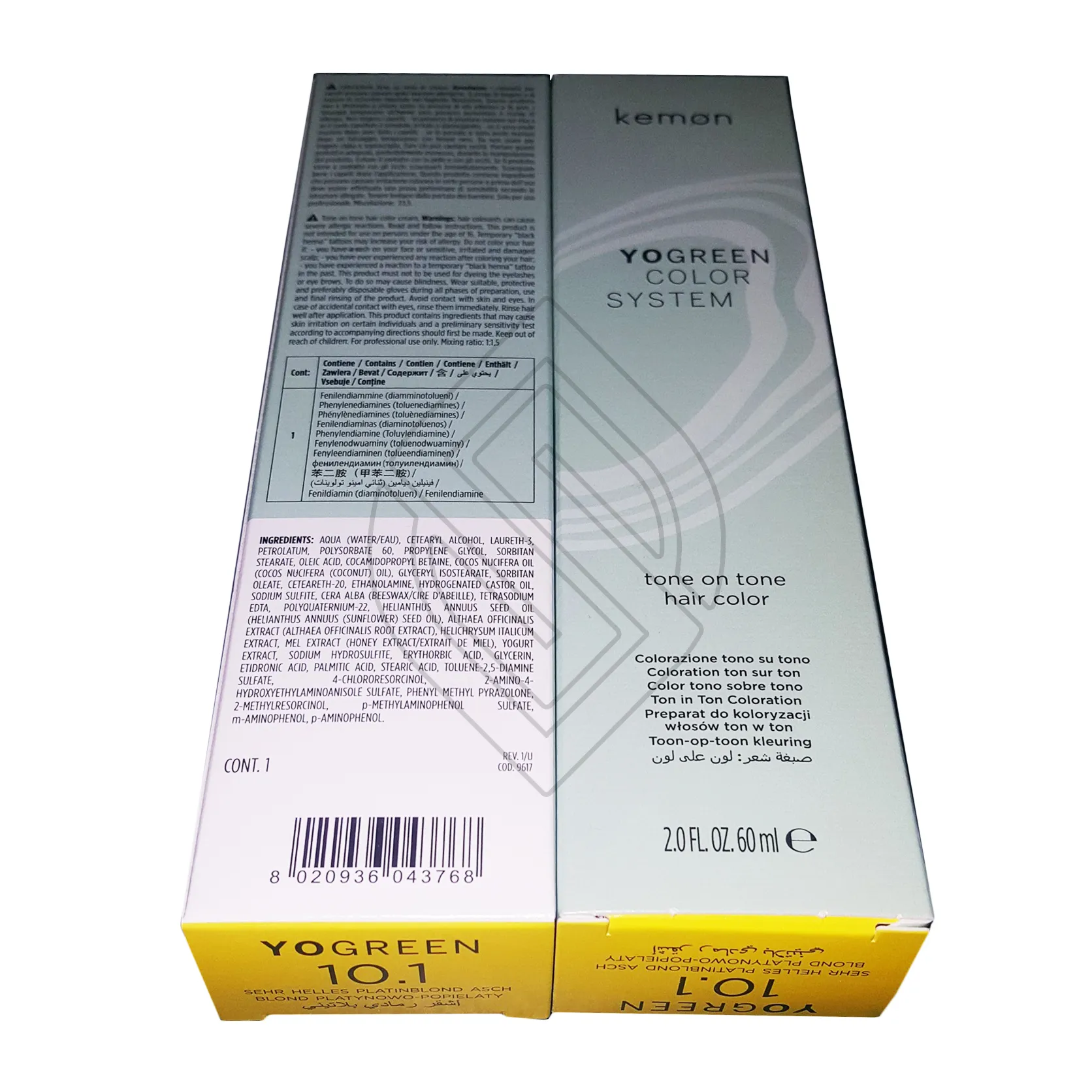 Kemon Yo Green Color System 10.1 Platinum Ash Blonde Tone On Tone Hair Color 2oz 60ml | SellerSpree