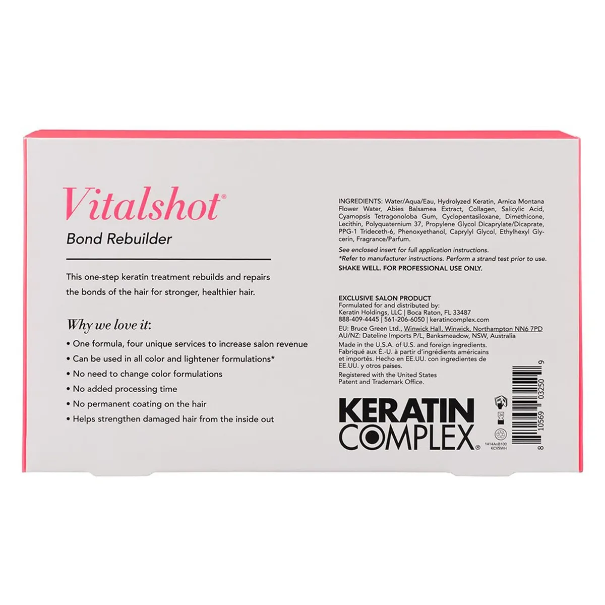 Keratin Complex Bond Rebuilder Vitalshot One-Step Treatment 10 Ampules 2.7 Ounce 80 Milliliters | SellerSpree