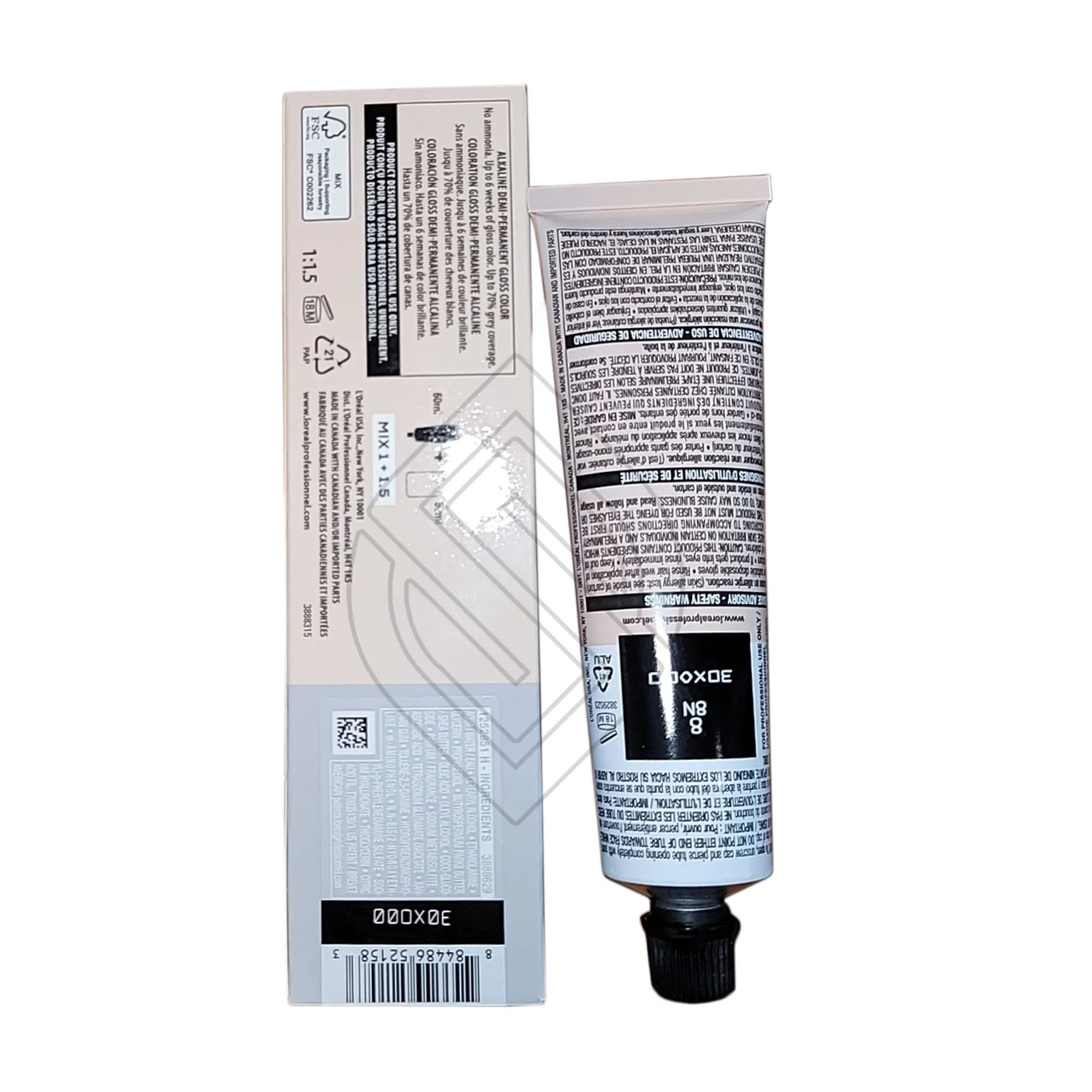 Loreal Professionnel Paris Dia Color 8/8N Blonde Alkaline Demi Permanent Gloss Color No Ammonia 1.7 Ounce 50 Milliliters | SellerSpree