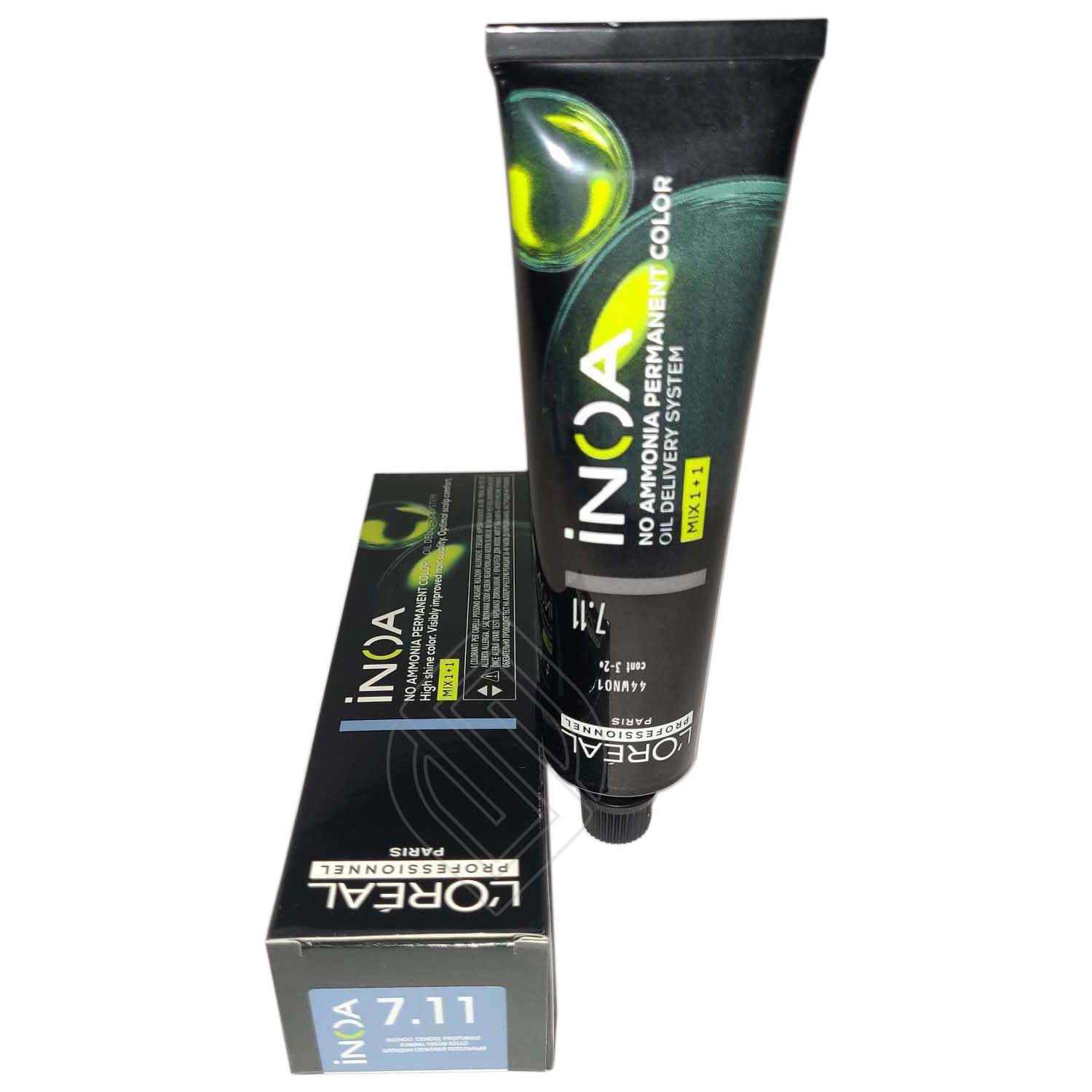 Loreal Professionnel Paris Inoa #7.11 Extra Ash Blonde No Ammonia Permanent Hair Color Original-7.11/7BB 2 Ounce 60 Gram | SellerSpree