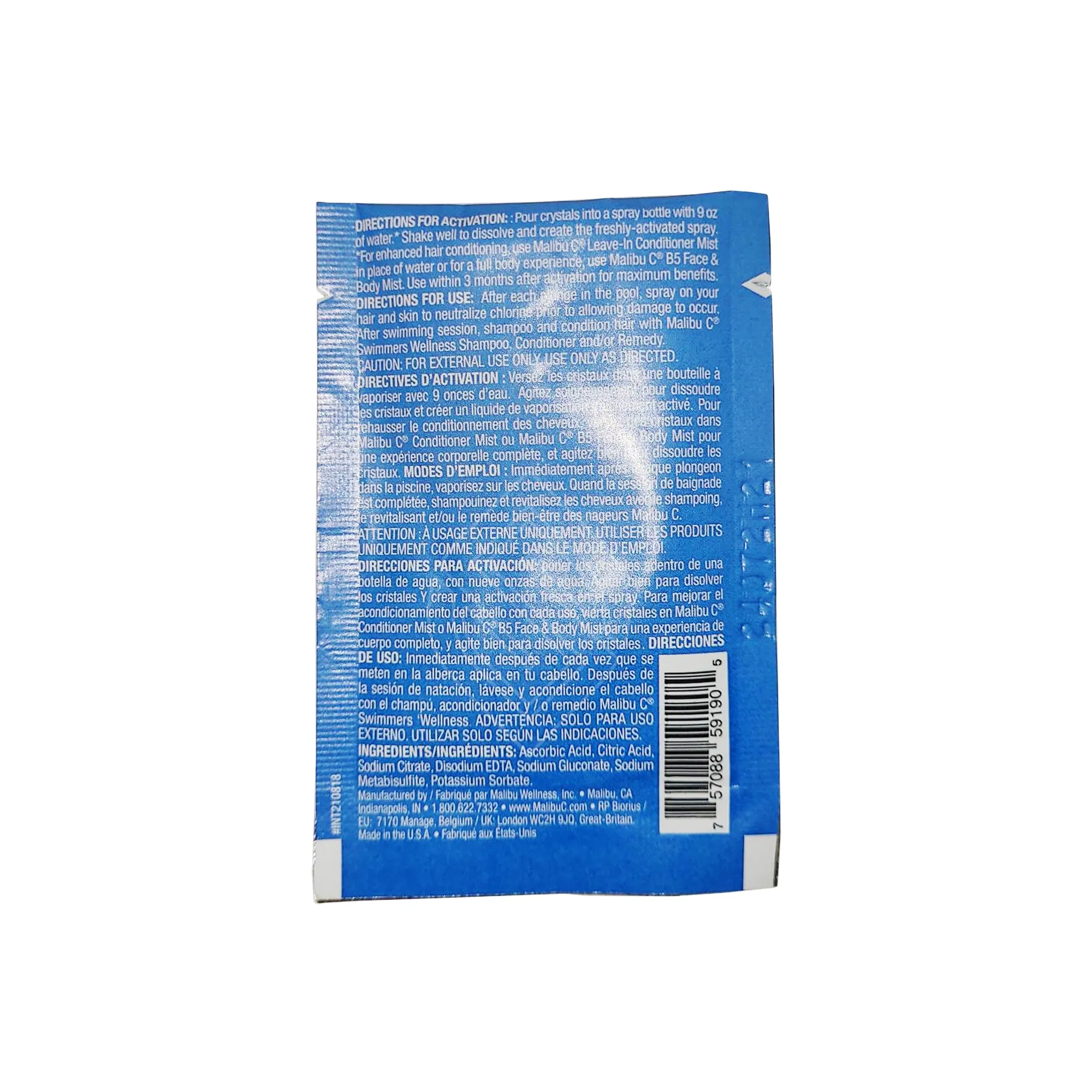 Malibu C Swim Spritz Crystals Instantly Neutralizes Chlorine Naturally Chelates Minerals 0.24 Ounce 7 Gram | SellerSpree