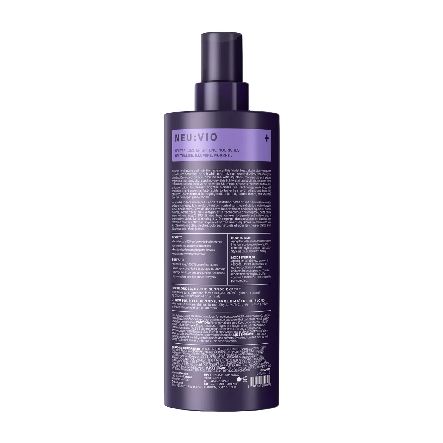 Oligo Blacklight VIO Violet Neutralizing Spray 7.6 Ounce | SellerSpree