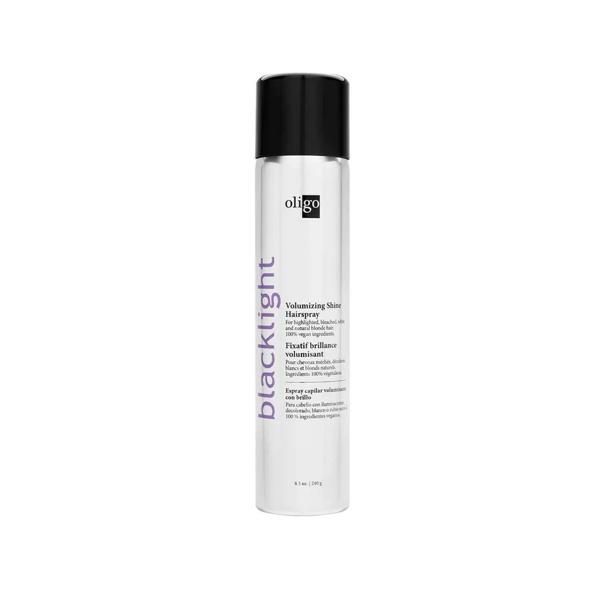 Oligo Blacklight Volumizing Shine Hairspray For Blonde Hair 100% Vegan 8.5 Ounce 240 Milliliters | SellerSpree