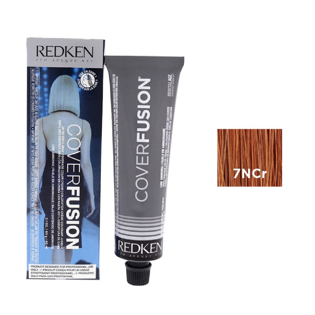 Redken Color Cover Fusion 7NCr Natural Copper Red Advanced Professional Permanent Cream Hair Color 2.1 Ounce 60 Milliliters | SellerSpree