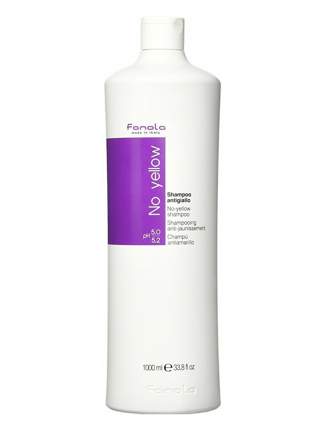 Fanola No Yellow Shampoo pH 5.0/5.2 For Gray or Highlighted Hair 33.8 Ounce 1000 Milliliters | SellerSpree
