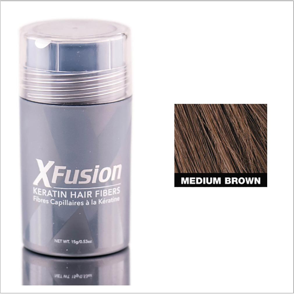 Xfusion Keratin Hair Fibers Medium Brown 0.53 Ounce 15 Gram | SellerSpree