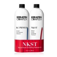 Keratin Complex NKST Natural Keratin Smoothing Treatment Kit KC Primer Keratin Pre-Treatment Shampoo 67.6 Ounce 2000 Milliliters | SellerSpree